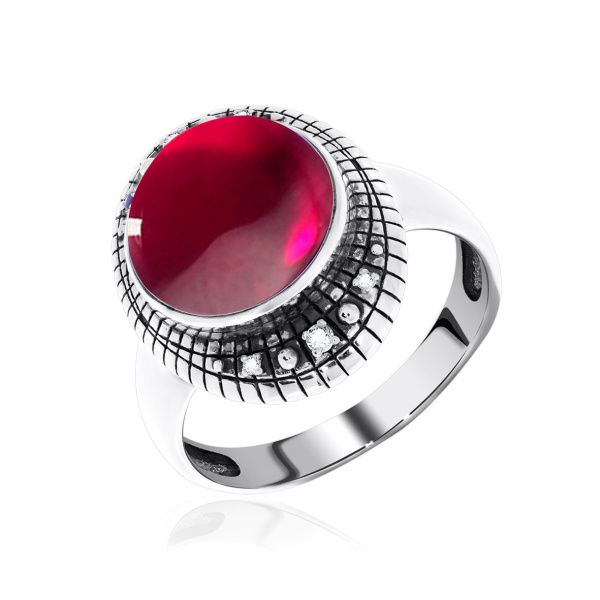 Купить оптом кольцо из серебра с агатом и фианитами 1310390955-37 от Krasnoe