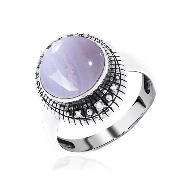 Купить оптом кольцо из серебра с агатом и фианитами 1310390955-84 от Krasnoe