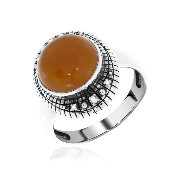 Купить оптом кольцо из серебра с агатом и фианитами 1310390955-40 от Krasnoe
