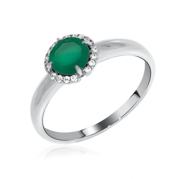 Купить оптом кольцо из серебра с агатом и фианитами 339700F610-60 от Krasnoe