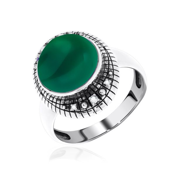 Купить оптом кольцо из серебра с агатами и фианитами 1310390955-60 от Krasnoe