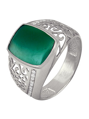 Купить оптом кольцо из серебра с агатом и фианитами 3987005037Л-1 от Krasnoe