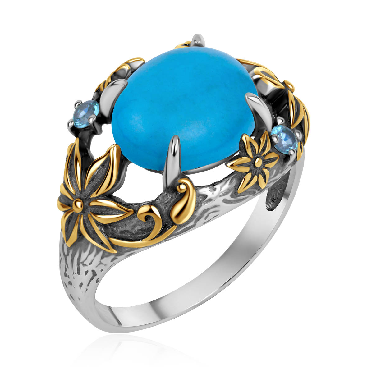 Купить оптом кольцо из серебра с бирюзой и фианитами 1317Б25328 от Krasnoe