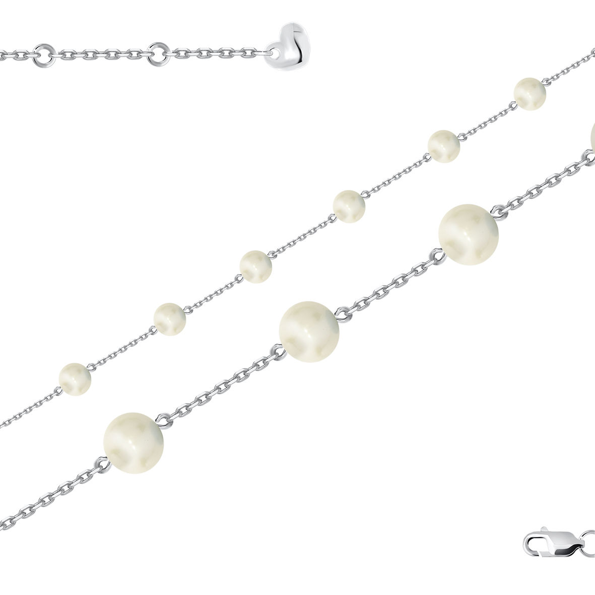 Купить оптом браслет из серебра с жемчугами 4340052610-16-25 от Krasnoe