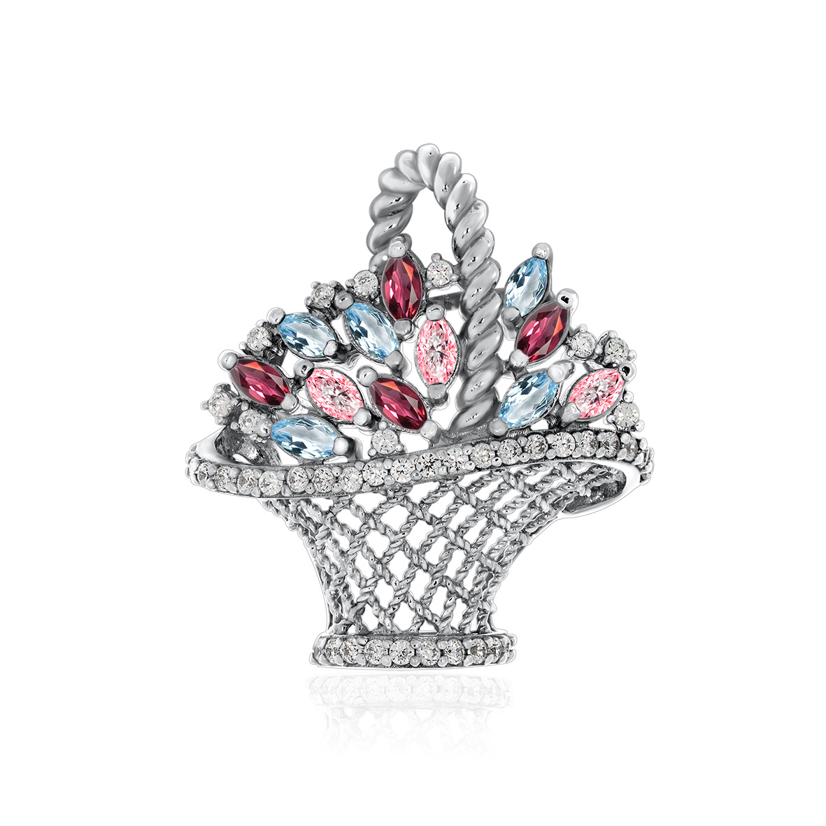 Купить оптом подвеска из серебра с хризолитом, топазами, кристалл ювелирныйами и фианитами 3340873574л-70 от Krasnoe