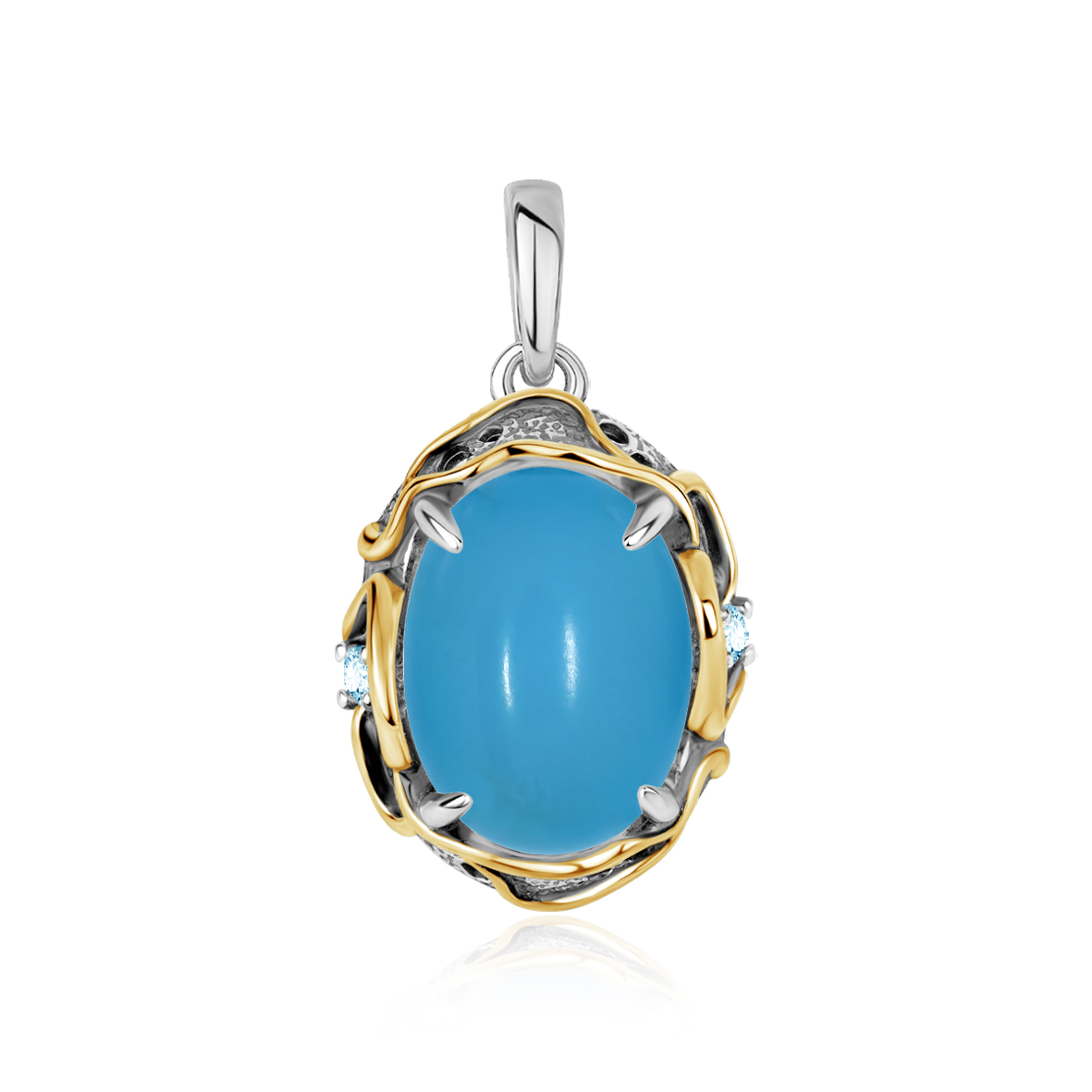 Купить оптом подвеска из серебра с бирюзой и фианитами 3317Б25329 от Krasnoe