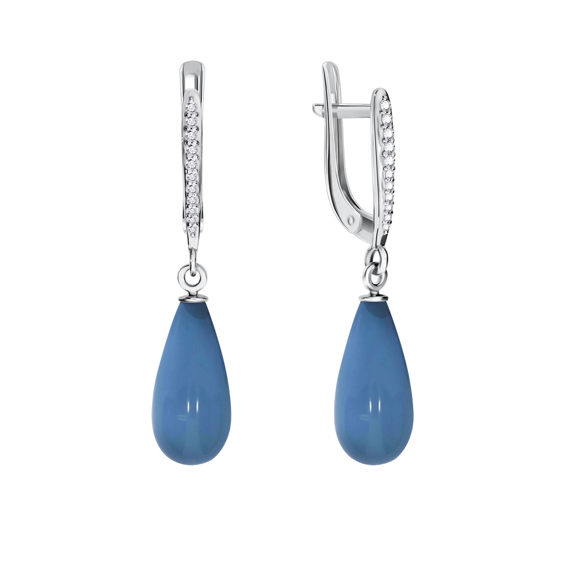 Купить оптом серьги из серебра с бирюзой и фианитами 3737014289-2 от Krasnoe