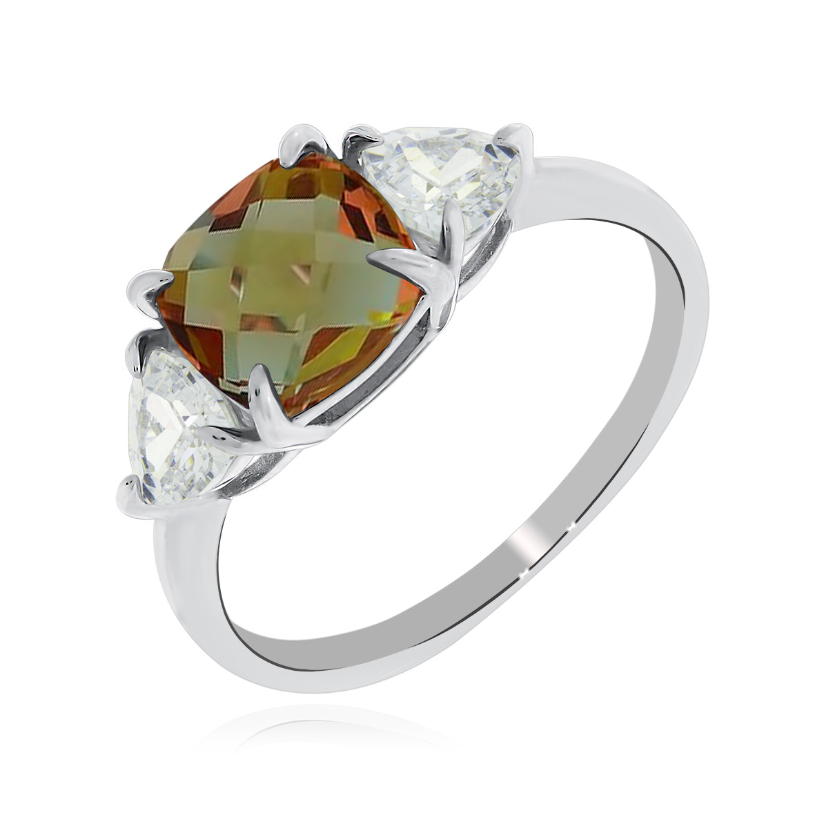 Купить оптом кольцо из серебра с султанитом и фианитами 1340614765 от Krasnoe