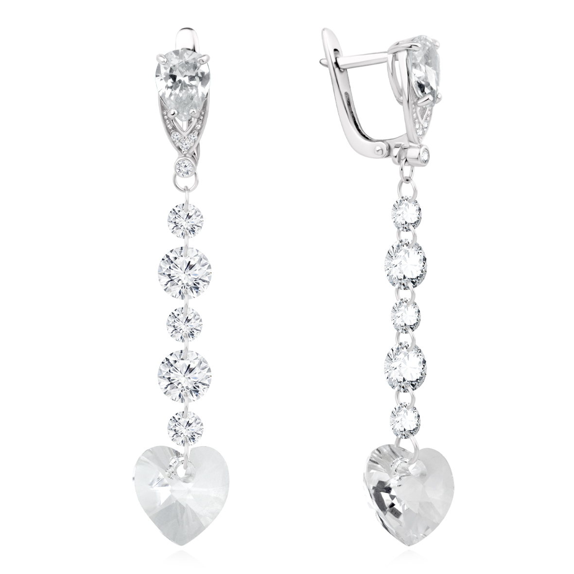 Купить оптом серьги из серебра кристаллом и фианитами 2340690767л-2 от Krasnoe