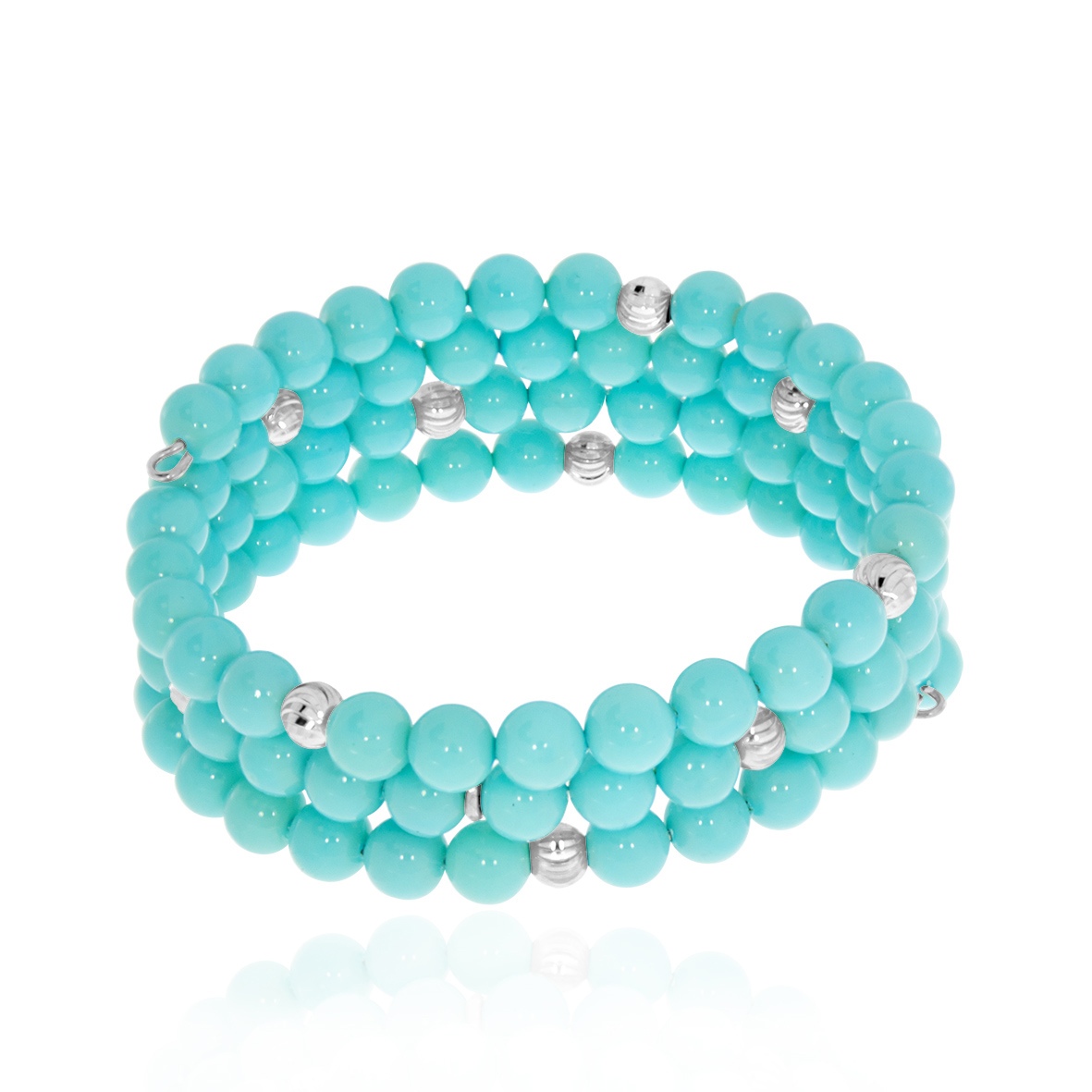 Купить оптом браслет из серебра с проволока (с памятью)ом и агатами 4300659421-77 от Krasnoe