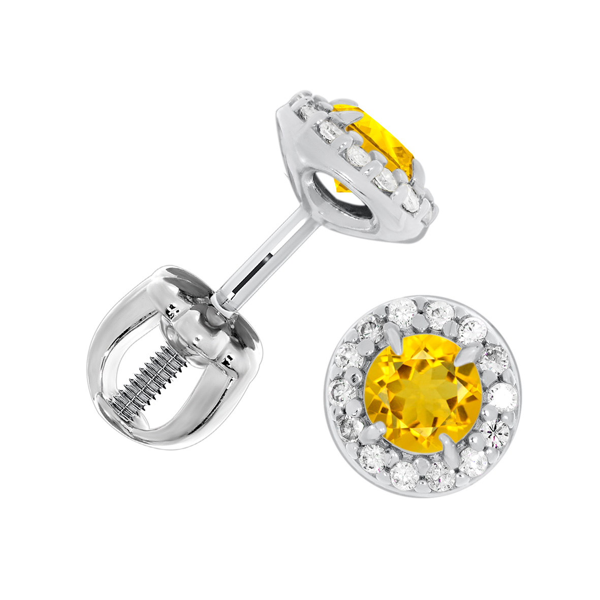 Купить оптом пусеты из серебра с цитринами и фианитами П340114140л от Krasnoe