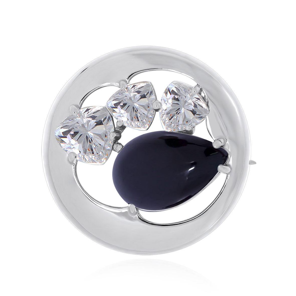 Купить оптом брошь из серебра с агатом и фианитами 6340391174-20-1 от Krasnoe