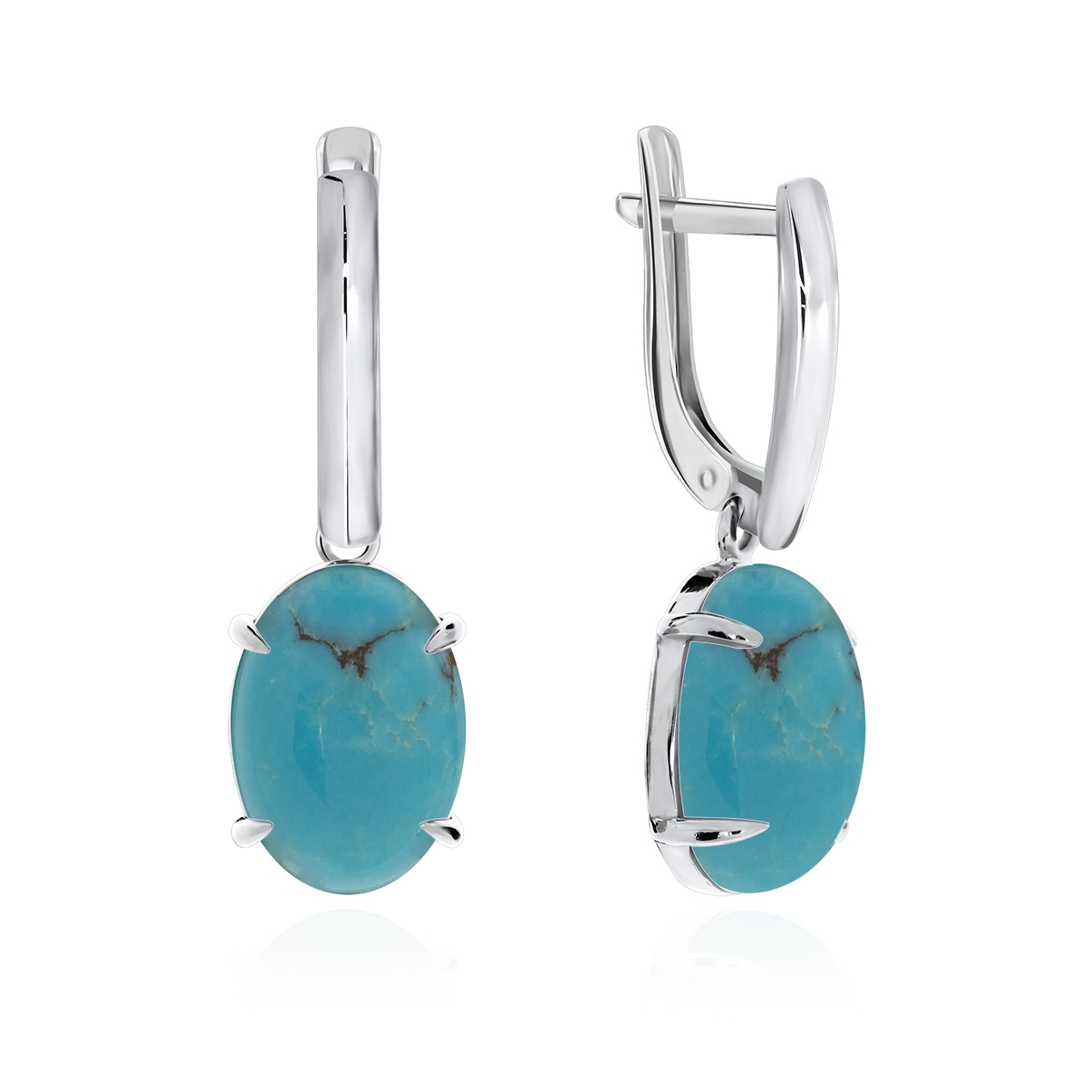 Купить оптом серьги из серебра с бирюзой 2340312314 от Krasnoe