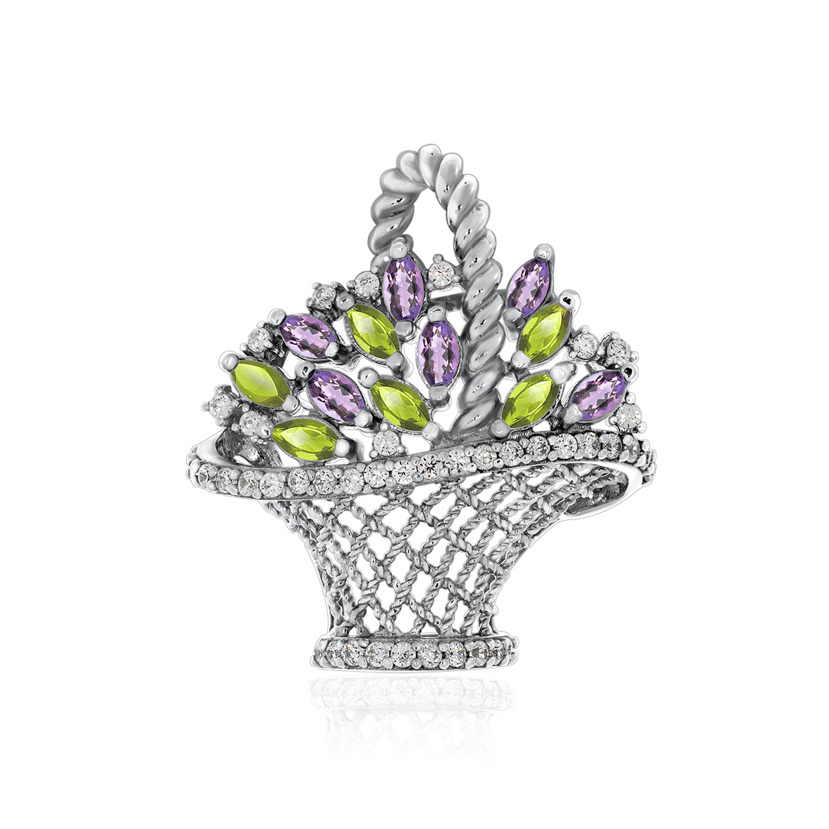 Купить оптом подвеска из серебра с стеклоами, кристалл ювелирныйами и фианитами 3340293574л-65 от Krasnoe