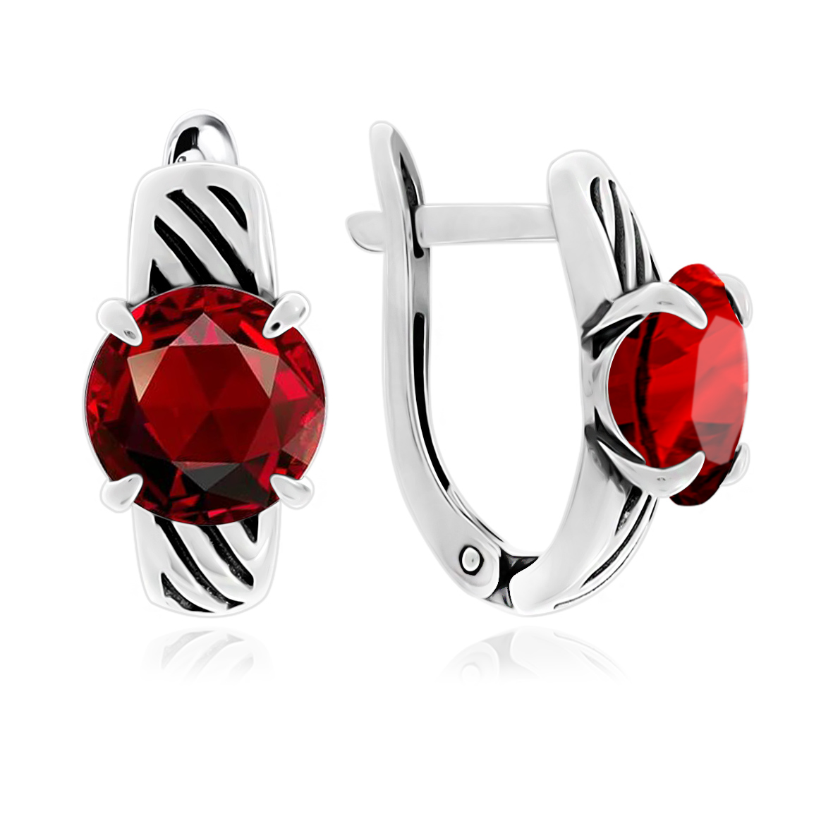 Купить оптом серьги из серебра с гранатами 2310151647 от Krasnoe