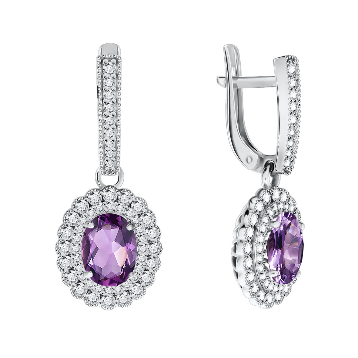 Купить оптом серьги из серебра с кварцем и фианитами 2340180184л-92 от Krasnoe