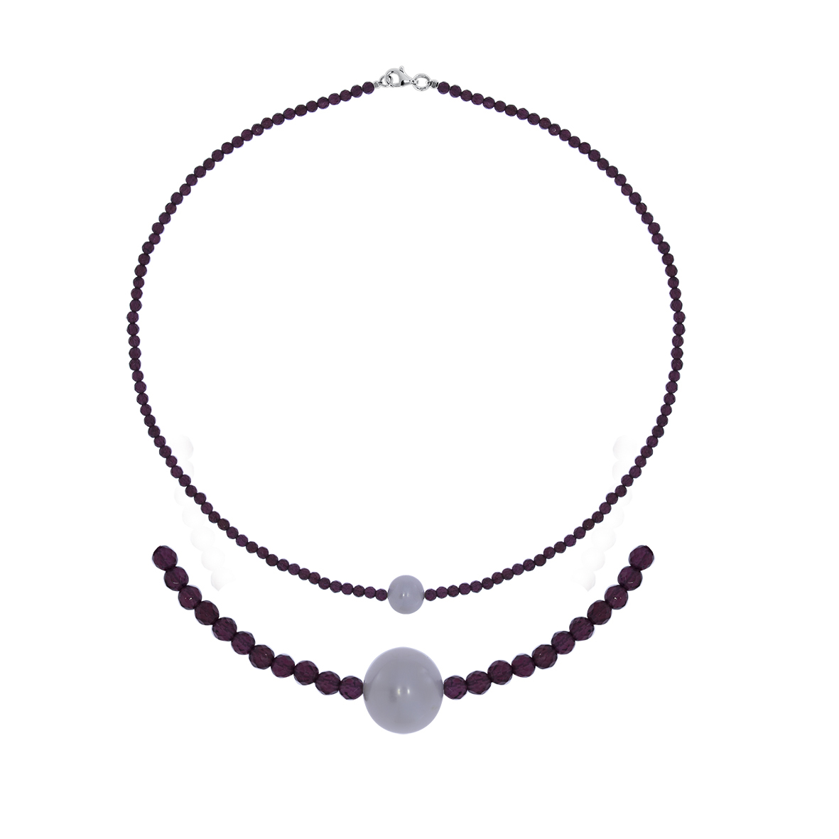 Купить оптом колье из серебра с жемчугом и гранатами 8340156097-40 от Krasnoe