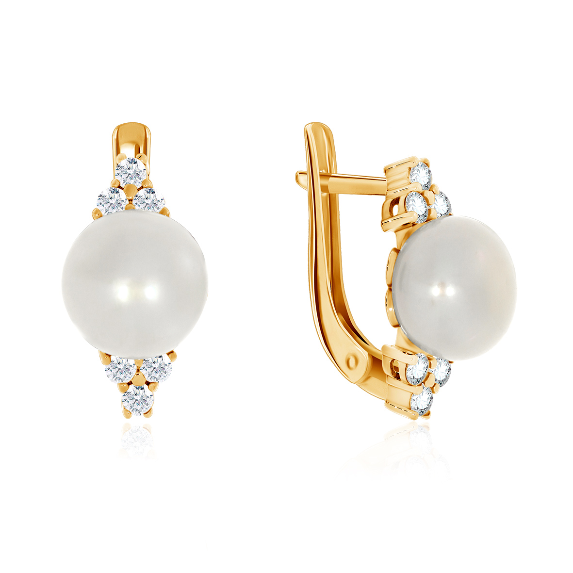 Купить оптом серьги из серебра с жемчугами и фианитами 2320050802л от Krasnoe