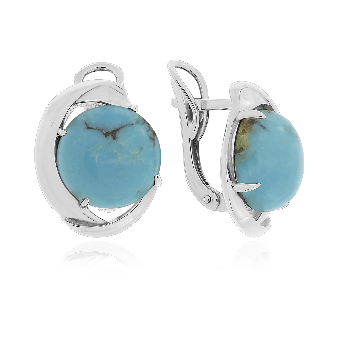 Купить оптом серьги из серебра с бирюзой 2340311833 от Krasnoe
