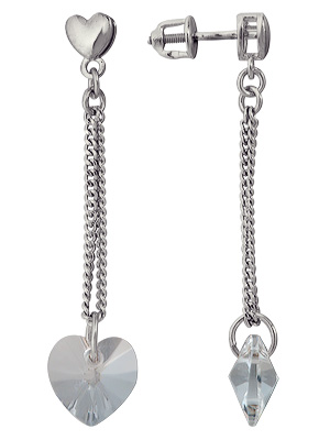 Купить оптом пусеты из серебра кристаллом 3707015404 от Krasnoe