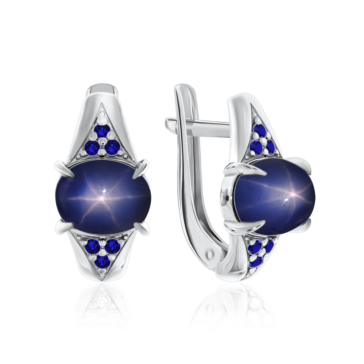 Купить оптом серьги из серебра с сапфир звездчатыйами и ситаллами 2340940372л-82 от Krasnoe