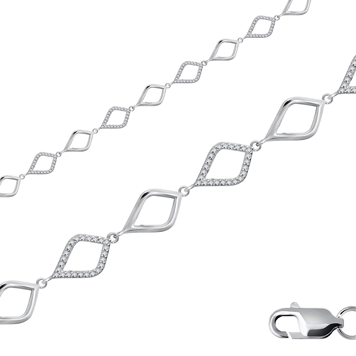 Купить оптом браслет из серебра с фианитами 4340200776л-17 от Krasnoe