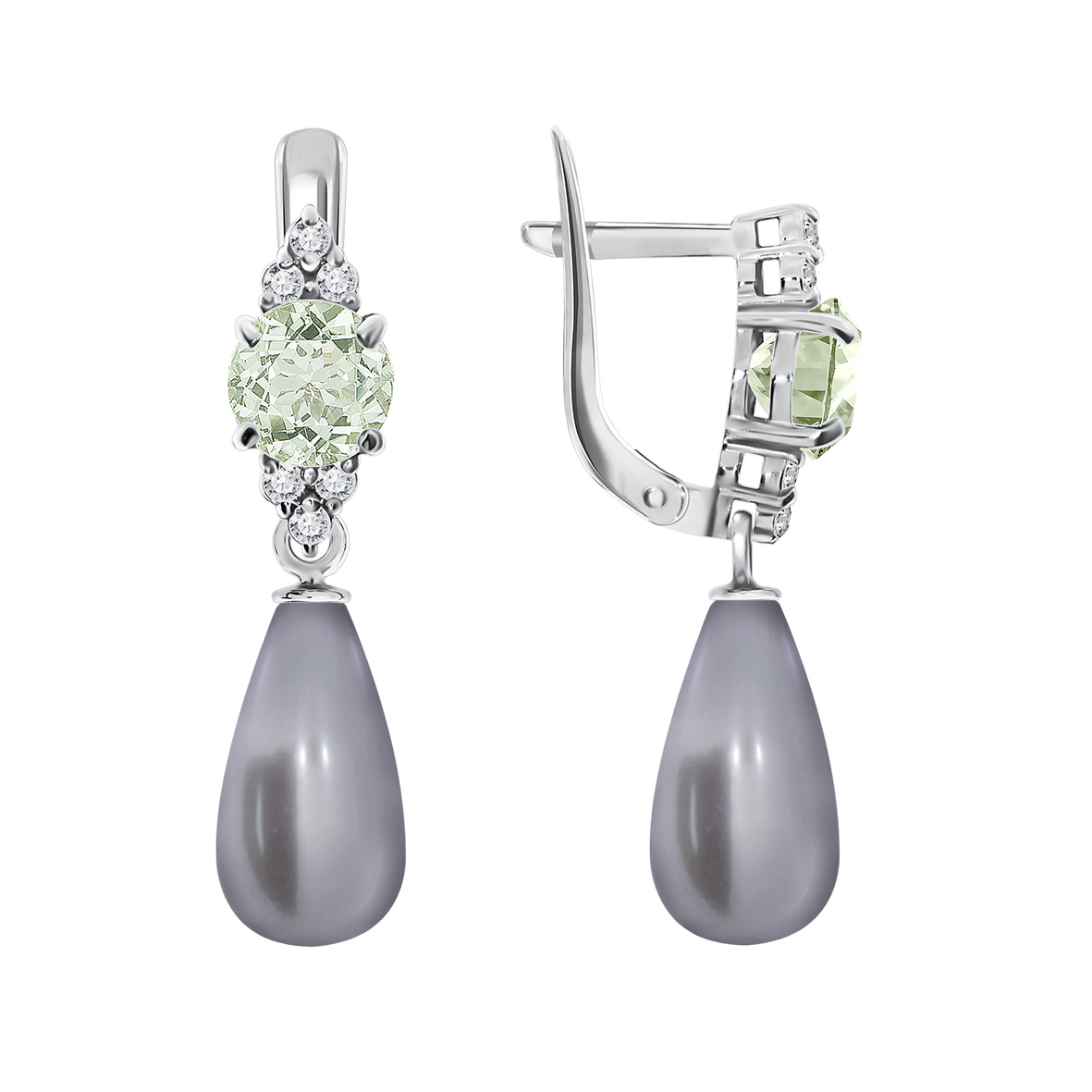 Купить оптом серьги из серебра с жемчугами и фианитами 2R604654-27 от Krasnoe