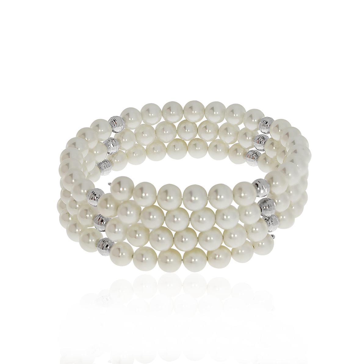 Купить оптом браслет из серебра с проволока (с памятью)ом и жемчугами 4300249421 от Krasnoe