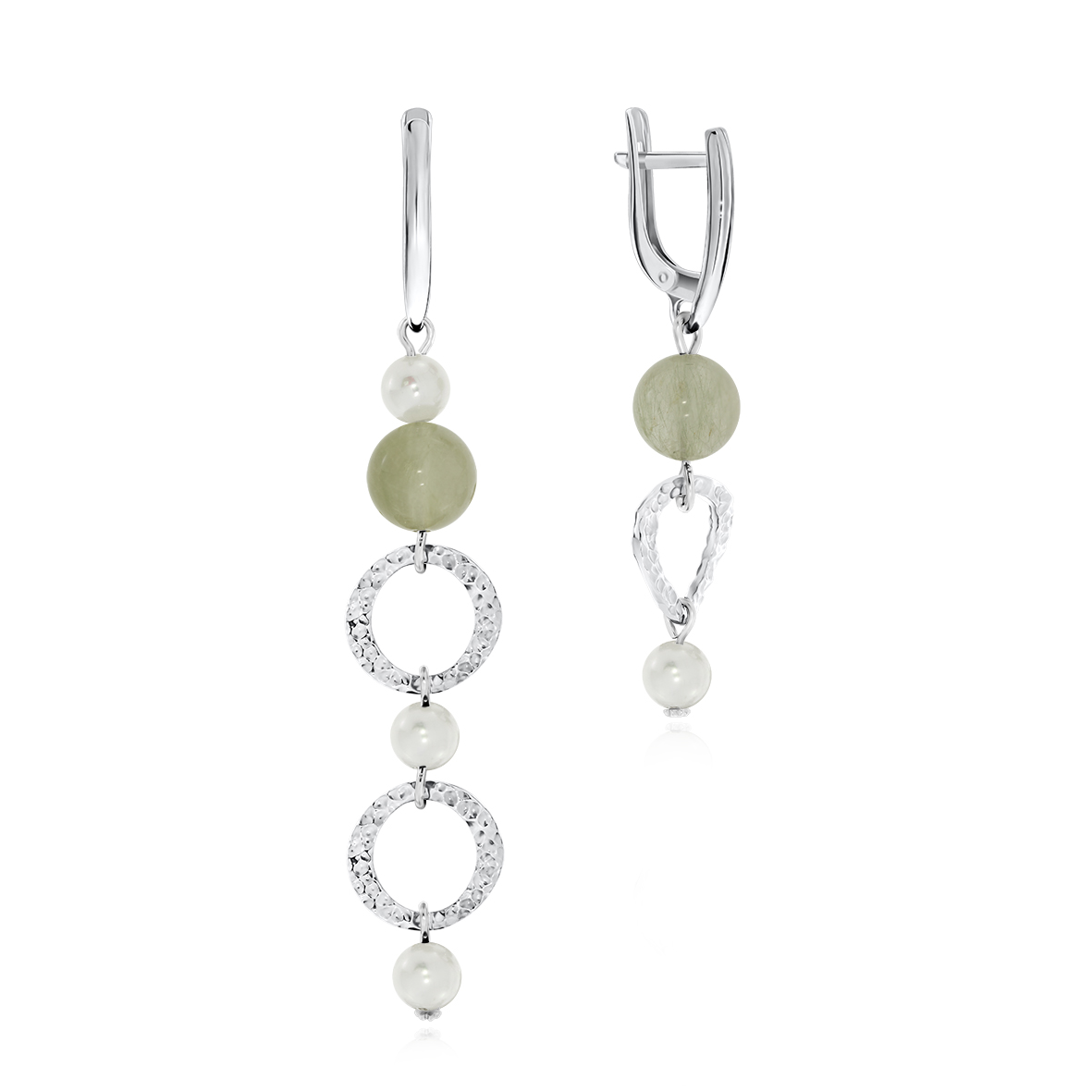 Купить оптом серьги из серебра с кварцем и жемчугами 2340871229-58 от Krasnoe