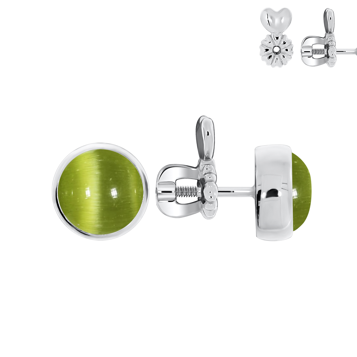 Купить оптом пусеты из серебра с кошачий глазами П340262780-57 от Krasnoe