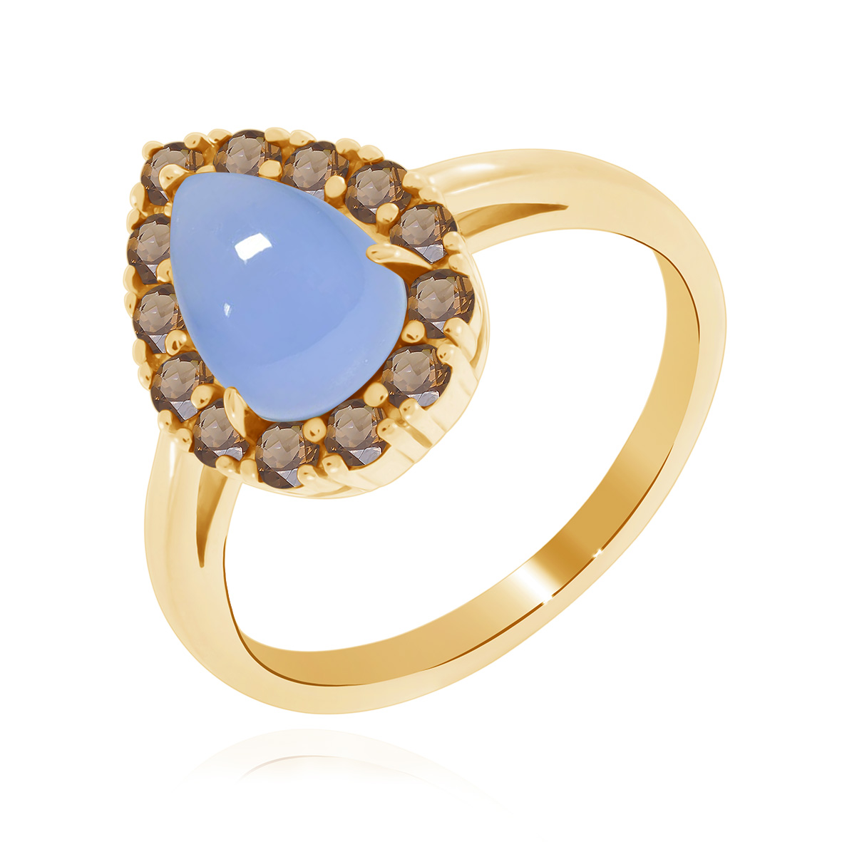 Купить оптом кольцо из серебра с халцедоном и топазами 1320601924-40 от Krasnoe