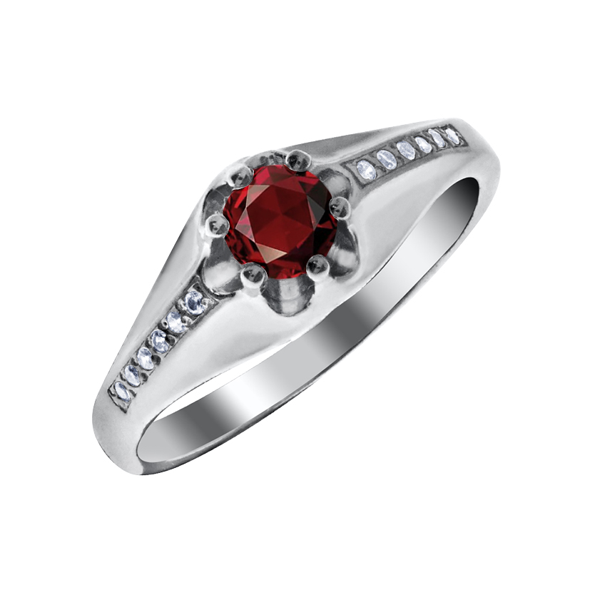 Купить оптом кольцо из серебра с гранатом и фианитами 1340820072 от Krasnoe