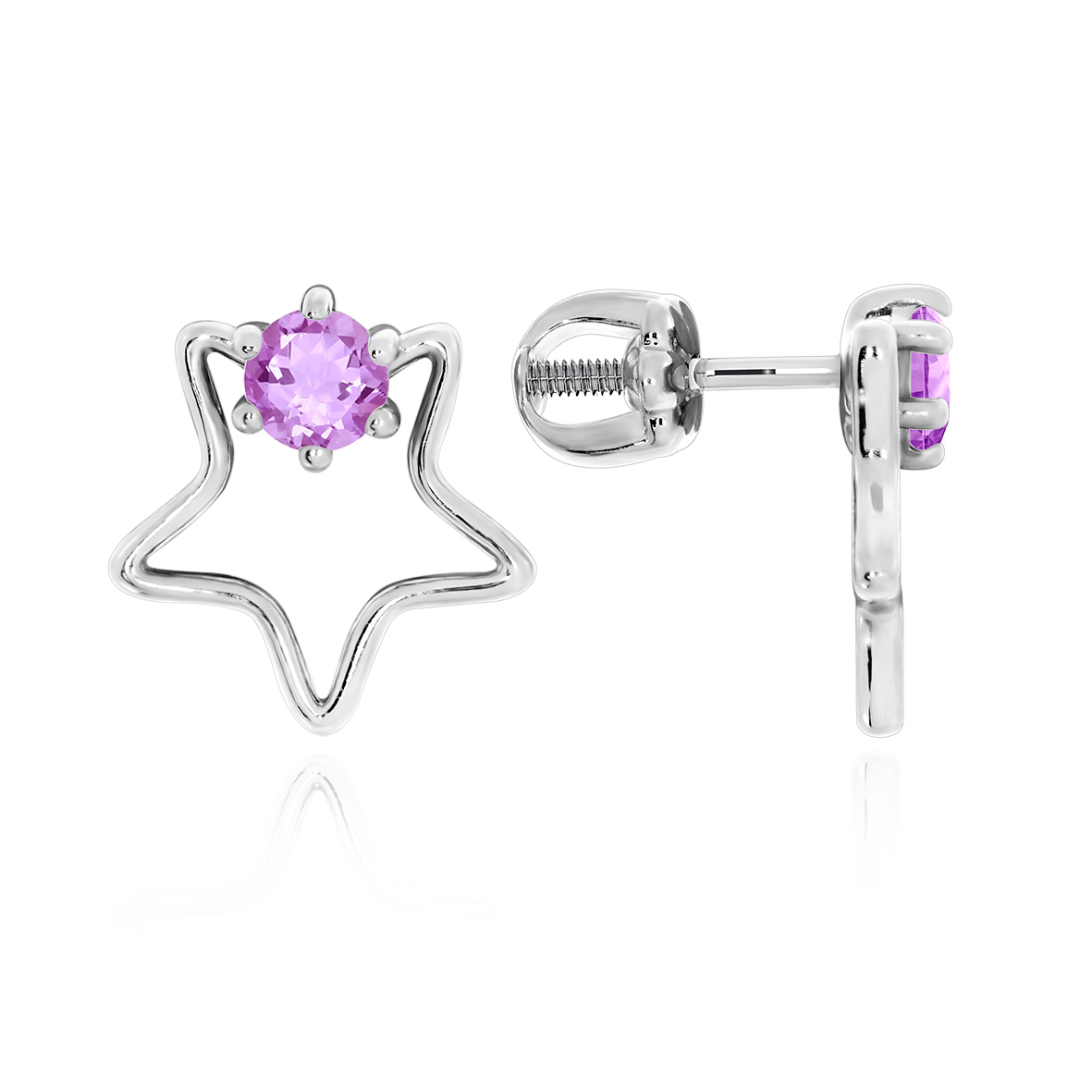 Купить оптом серьги из серебра с аметистами П340061240 от Krasnoe