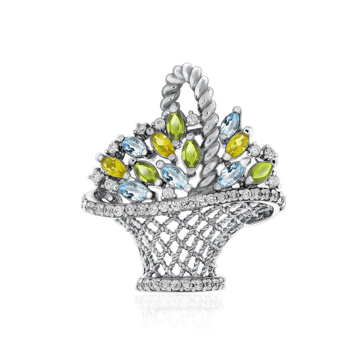 Купить оптом брошь из серебра с ситаллами и фианитами 6340203574л-71 от Krasnoe