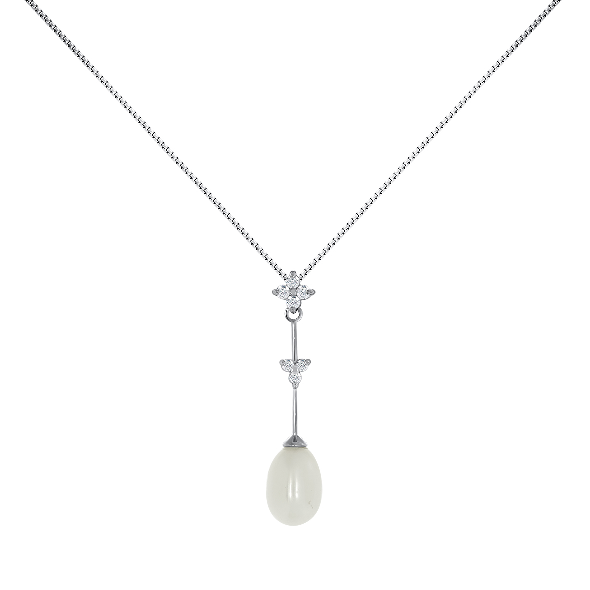 Купить оптом колье из серебра с жемчугом и фианитами 8340050737-40 от Krasnoe