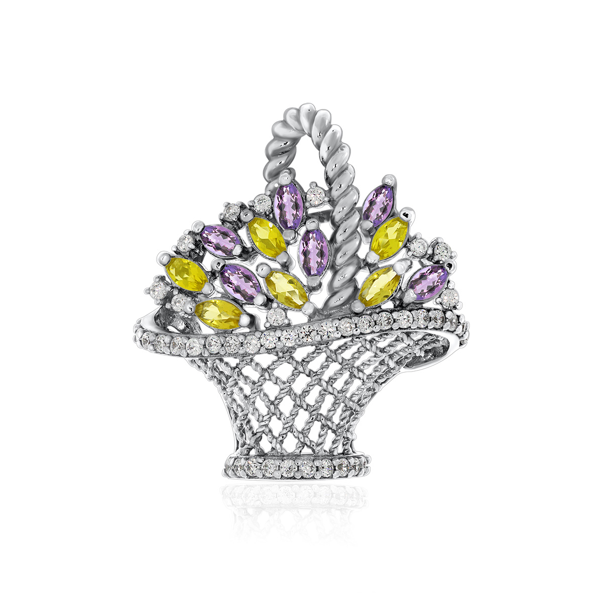 Купить оптом брошь из серебра со стеклом и фианитами 6340293574л-92 от Krasnoe