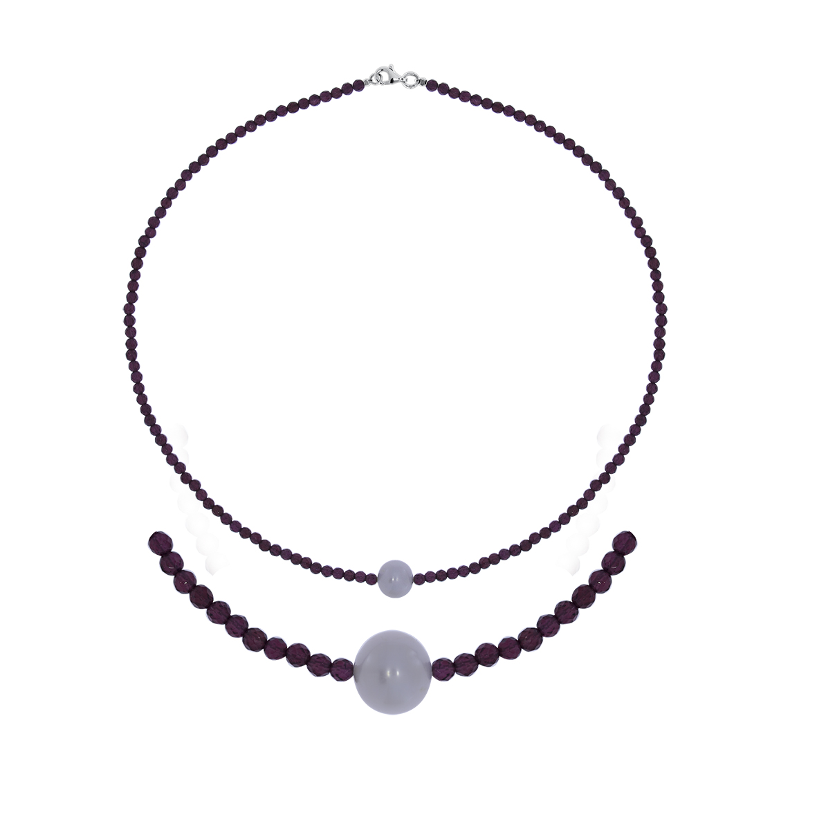 Купить оптом колье из серебра с жемчугом и гранатами 8340156105-1-45 от Krasnoe