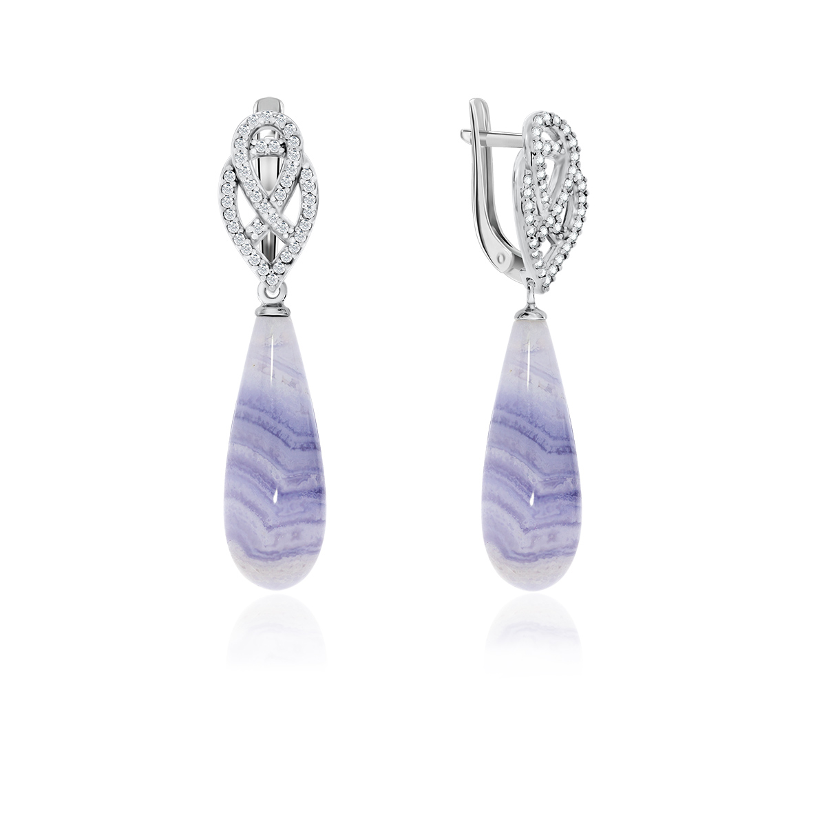 Купить оптом серьги из серебра с агатами и фианитами 2340390794л-84 от Krasnoe