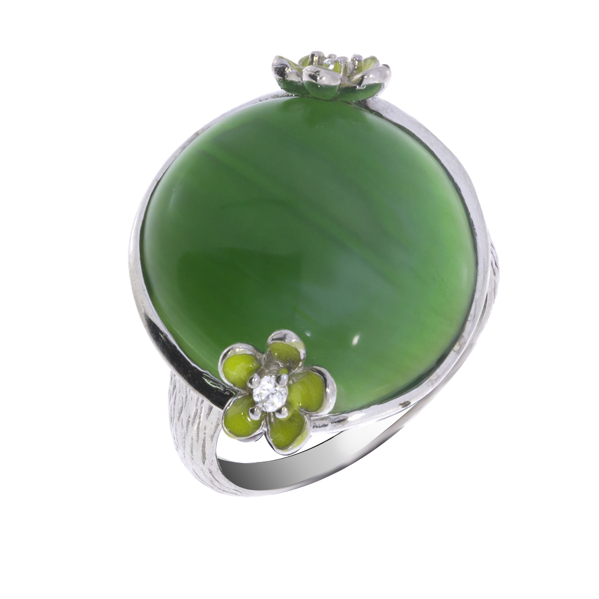 Купить оптом кольцо из серебра с эмалью, кристалл ювелирныйом и фианитами 1340290162-60 от Krasnoe