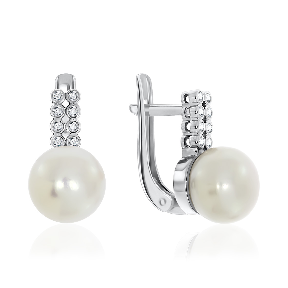 Купить оптом серьги из серебра с жемчугами и фианитами 2340050805л от Krasnoe