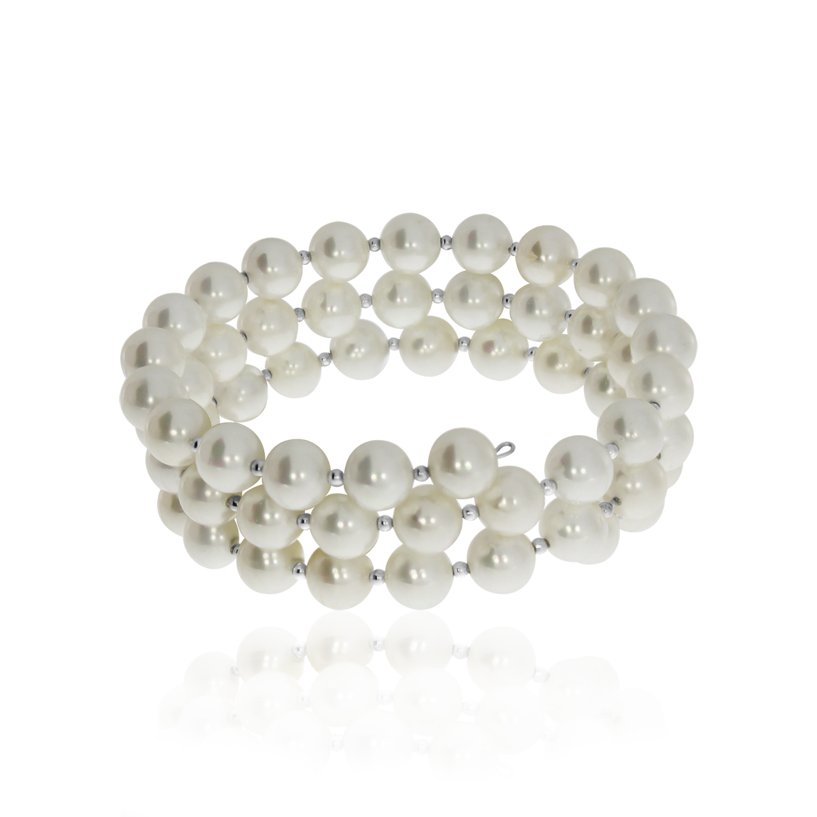 Купить оптом браслет из серебра с проволока (с памятью)ом и жемчугами 4300249422 от Krasnoe