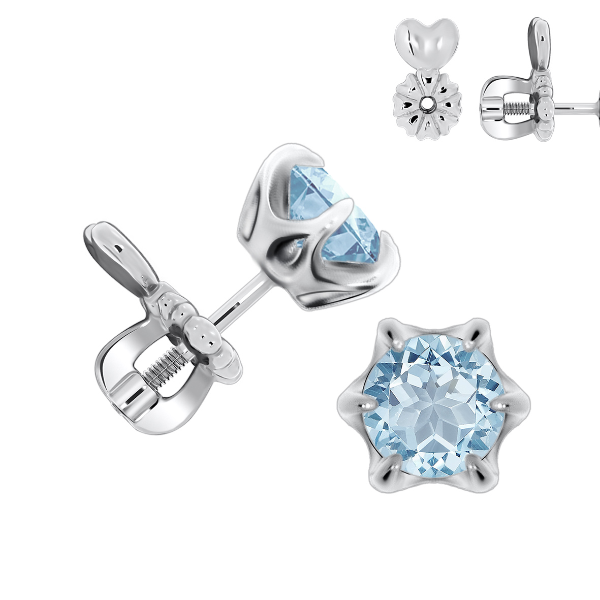 Купить оптом пусеты из серебра с фианитами П340200370-71 от Krasnoe