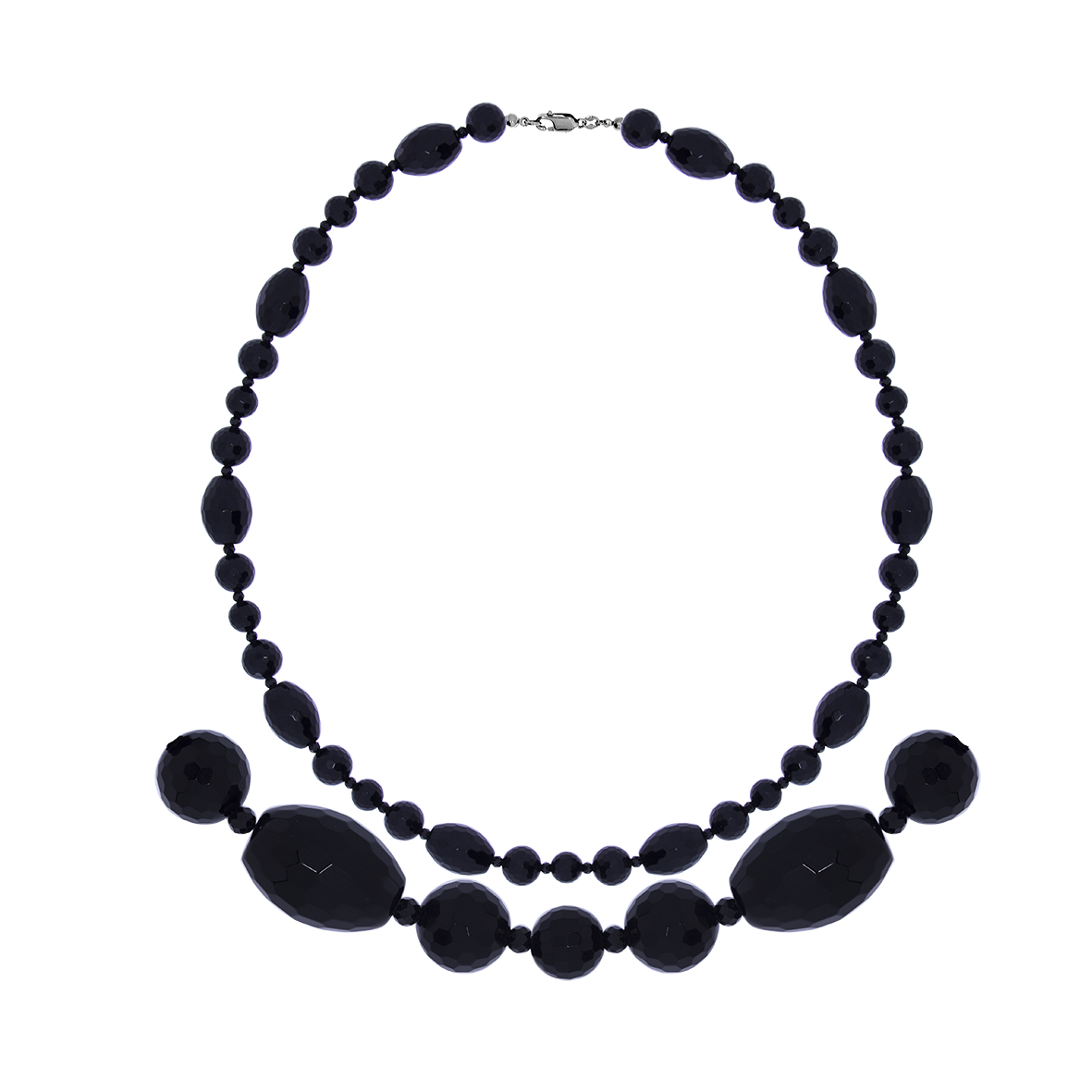 Купить оптом бусы из серебра со шпинелью и ониксами 8340436202-55 от Krasnoe