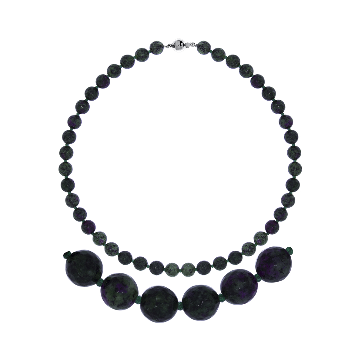 Купить оптом бусы из серебра с жадами и агатами 8340396073-50 от Krasnoe