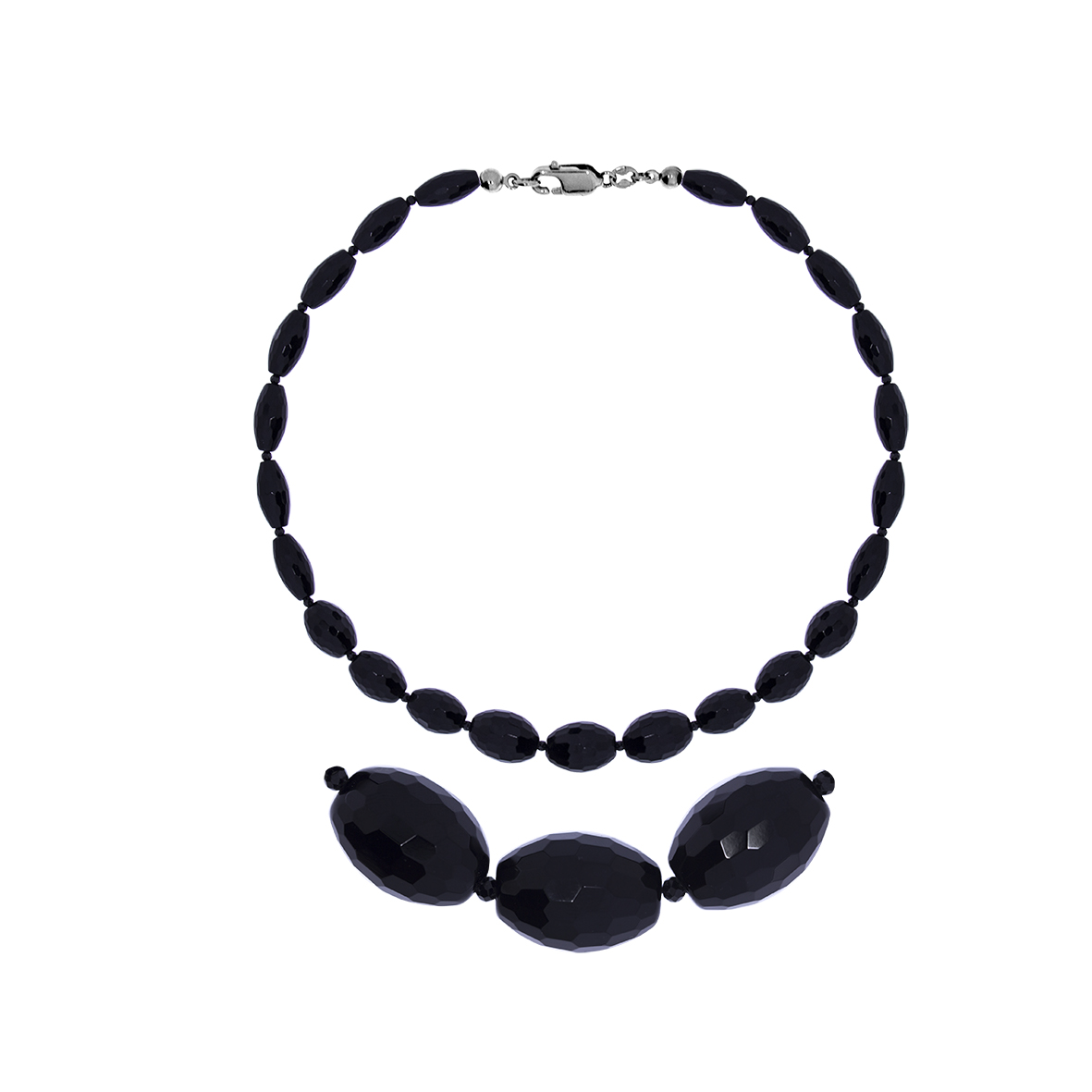 Купить оптом бусы из серебра со шпинелью и ониксами 8340436200-50 от Krasnoe