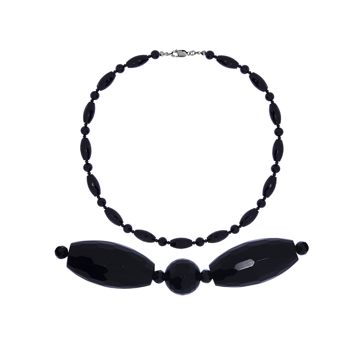 Купить оптом бусы из серебра со шпинелью и ониксами 8340436204-55 от Krasnoe