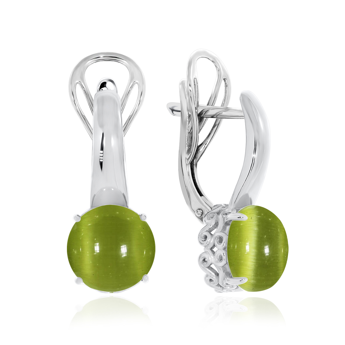 Купить оптом серьги из серебра с кошачий глазами 2340261263-57 от Krasnoe