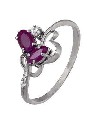 Купить оптом кольцо из серебра с натуральными корундами и фианитами 3987002995-10 от Krasnoe