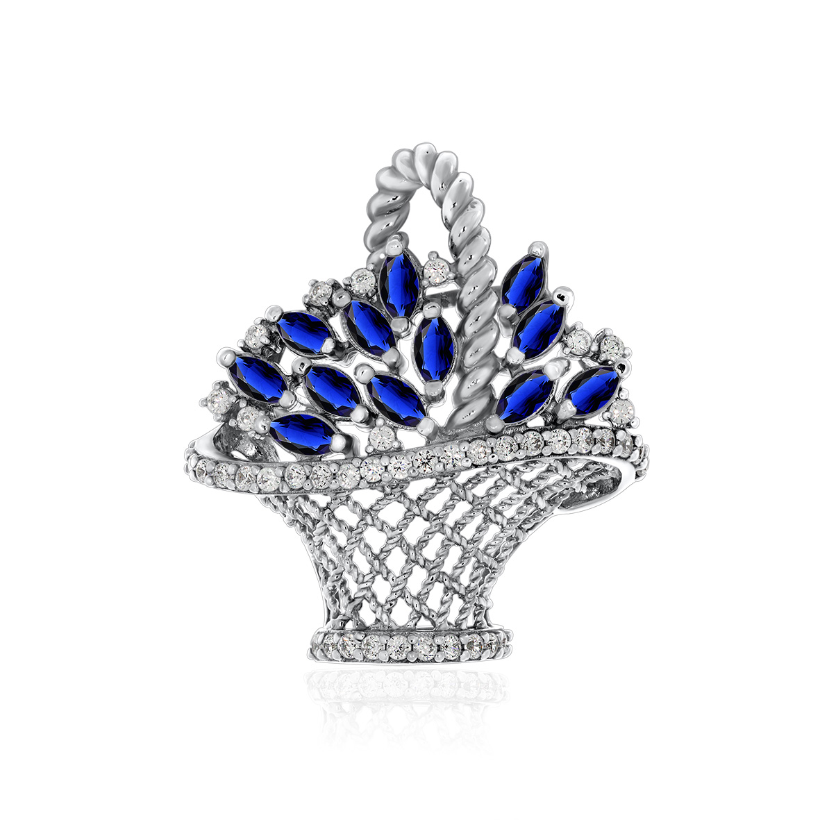 Купить оптом брошь из серебра с ситаллами и фианитами 6340873574л-80 от Krasnoe