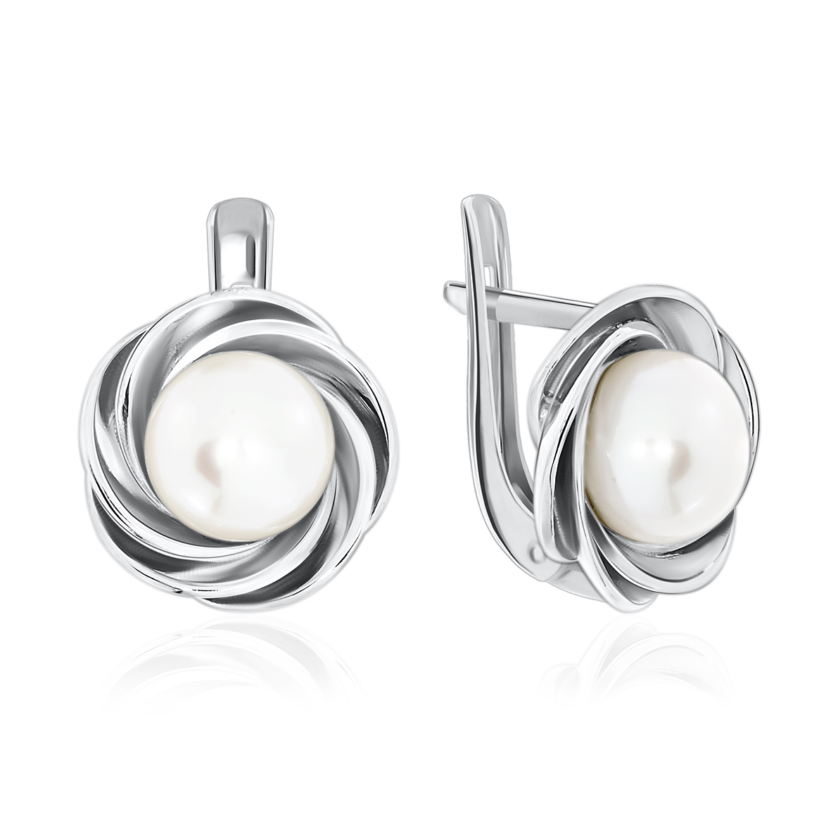 Купить оптом серьги из серебра с жемчугами 2340050848 от Krasnoe